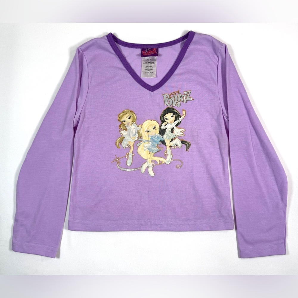 BRATZ Y2K-Inspired Girls' Bratz Girls Purple Long Sleeve Graphic T-Shirt Size M